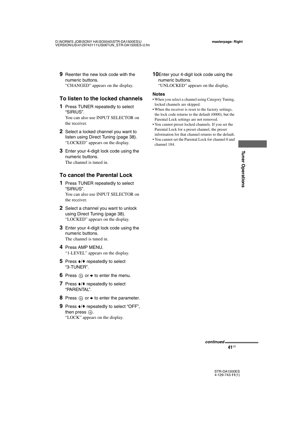 Sony STR-DA1500ES User Manual | Page 41 / 60