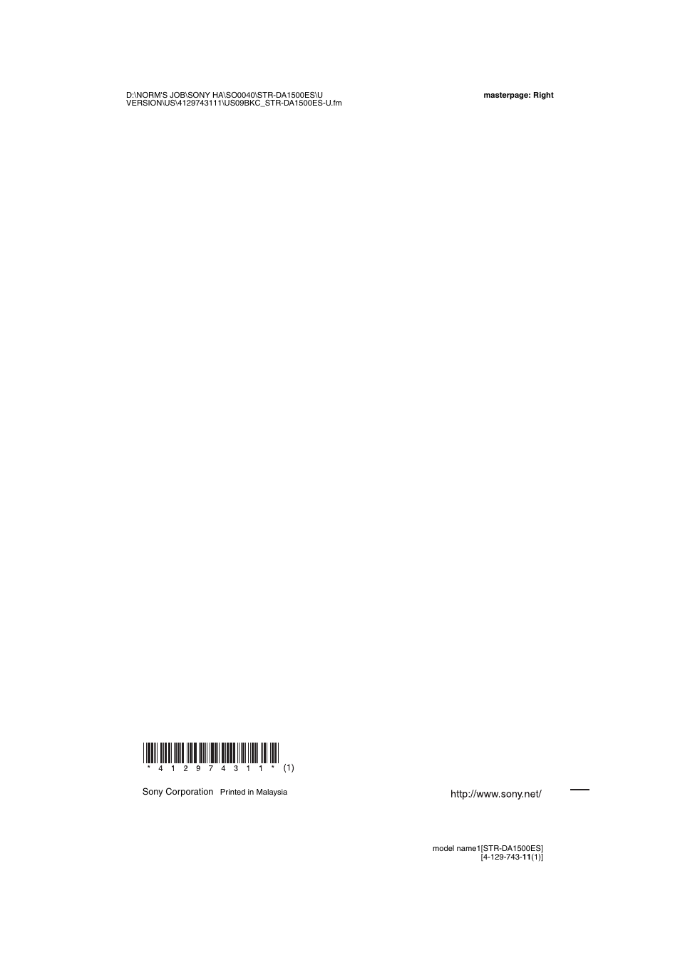 Sony STR-DA1500ES User Manual | Page 60 / 60