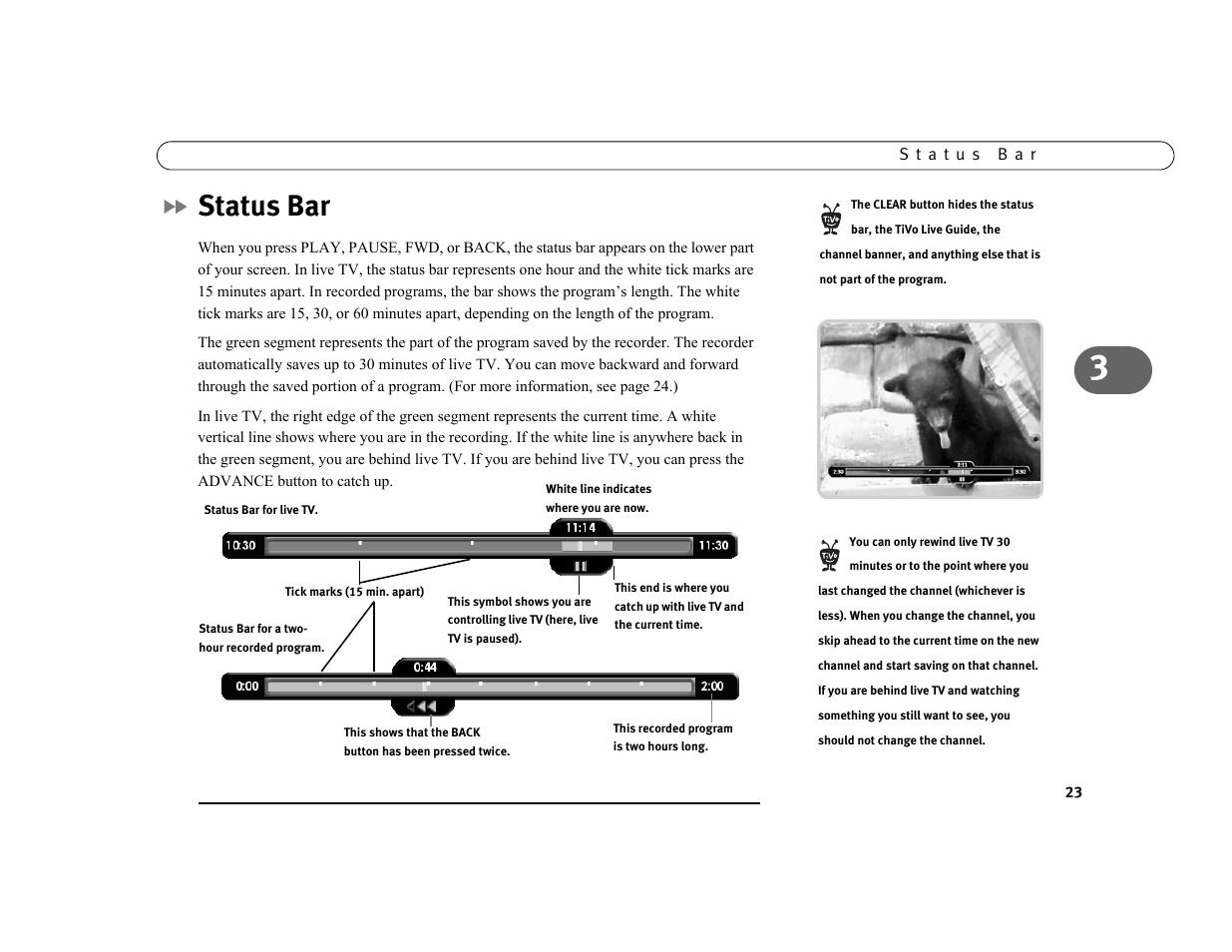Status bar | Sony SVR-3000 User Manual | Page 30 / 128