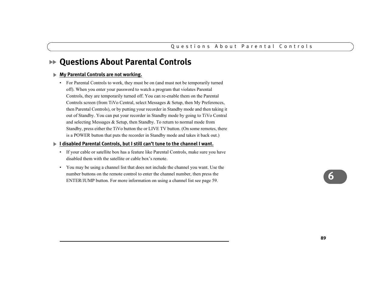 Questions about parental controls | Sony SVR-3000 User Manual | Page 96 / 128