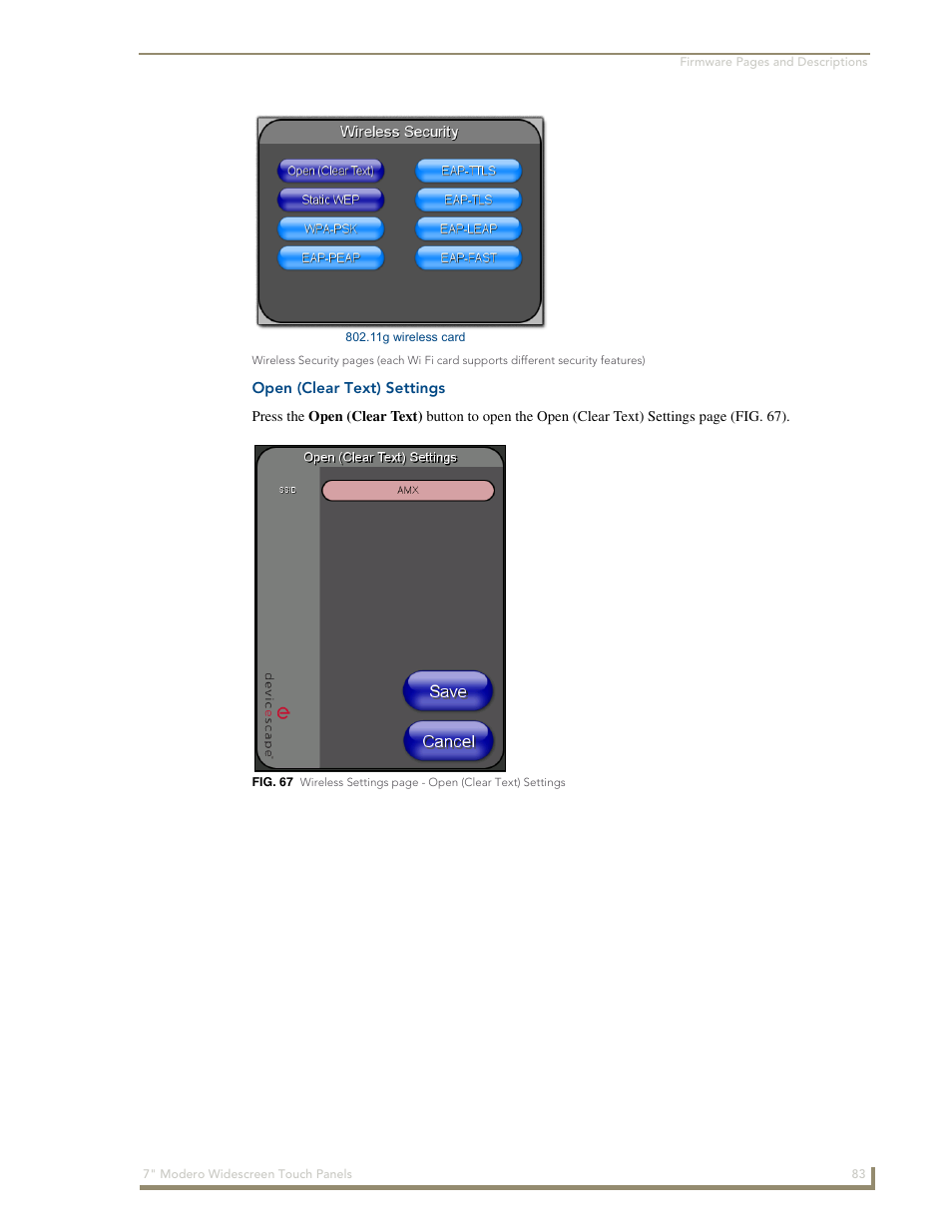 Open (clear text) settings | AMX Modero NXD-700Vi User Manual | Page 105 / 234