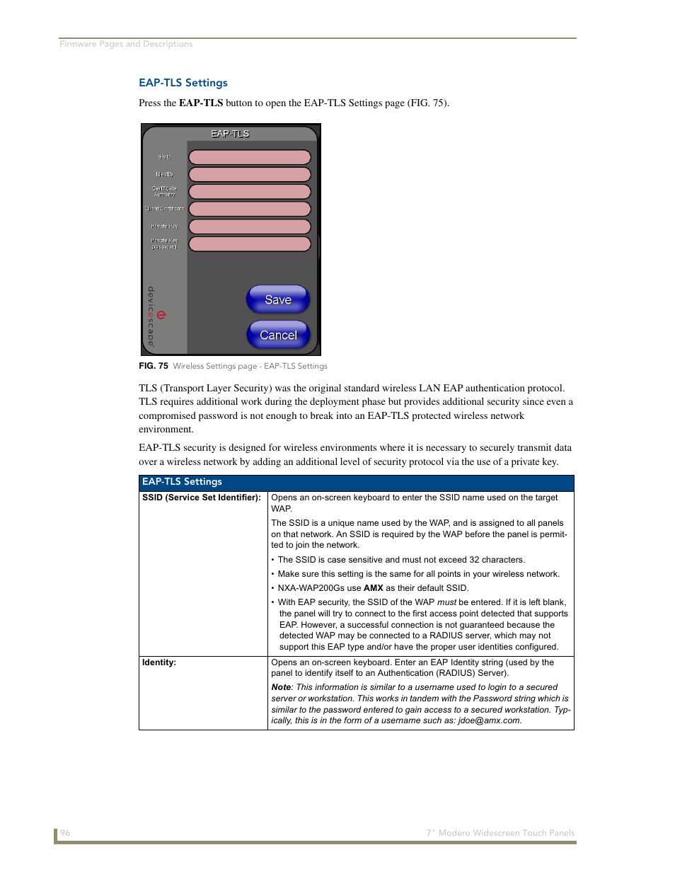 Eap-tls settings | AMX Modero NXD-700Vi User Manual | Page 118 / 234
