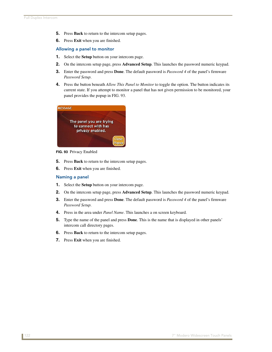 Allowing a panel to monitor, Naming a panel | AMX Modero NXD-700Vi User Manual | Page 144 / 234