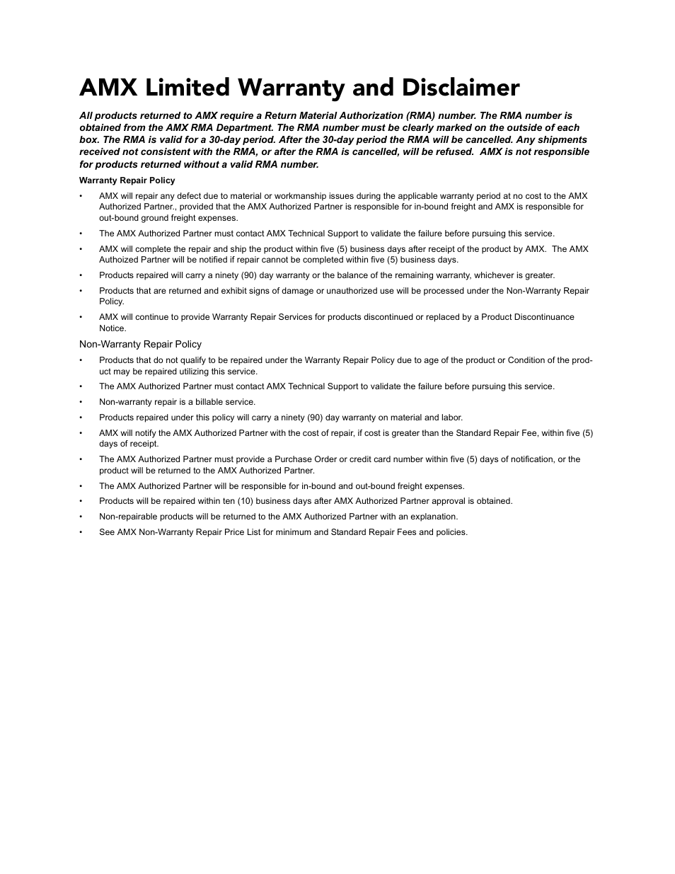 Amx limited warranty and disclaimer | AMX Modero NXD-700Vi User Manual | Page 2 / 234