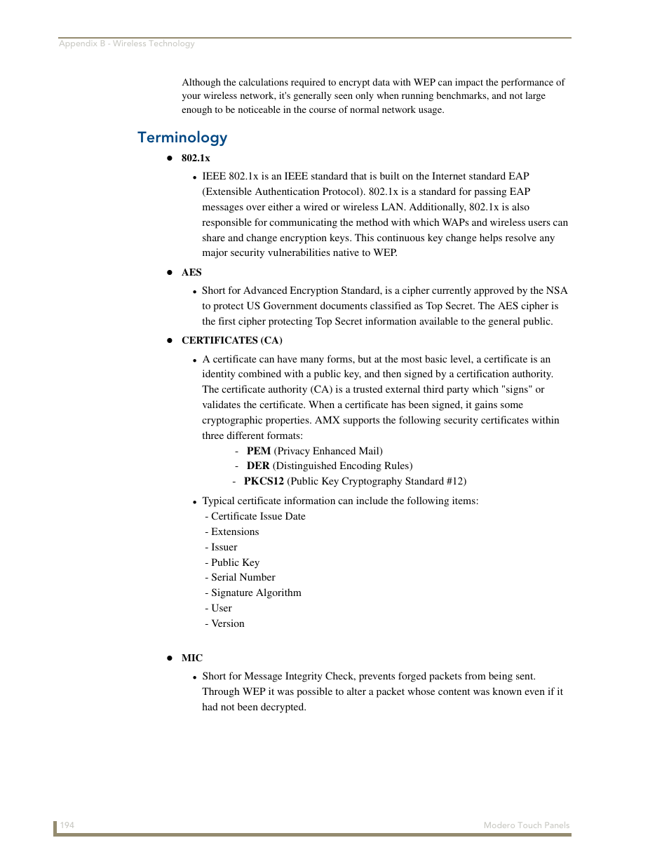 Terminology | AMX Modero NXD-700Vi User Manual | Page 216 / 234