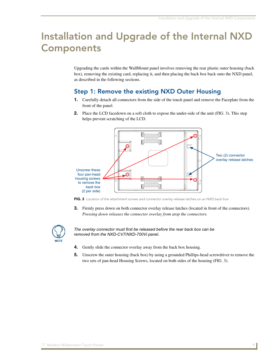 Step 1: remove the existing nxd outer housing | AMX Modero NXD-700Vi User Manual | Page 31 / 234