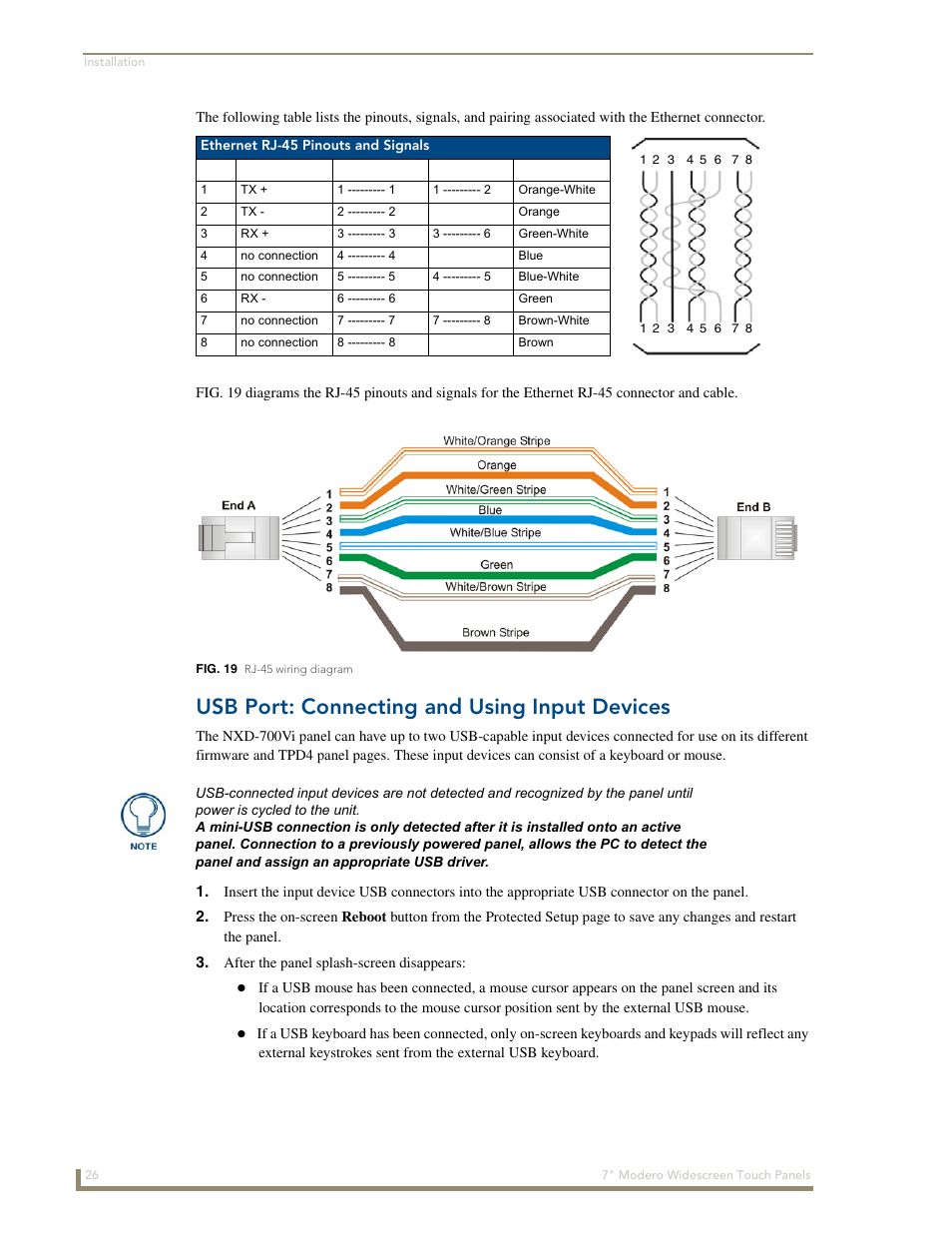 Usb port: connecting and using input devices | AMX Modero NXD-700Vi User Manual | Page 48 / 234