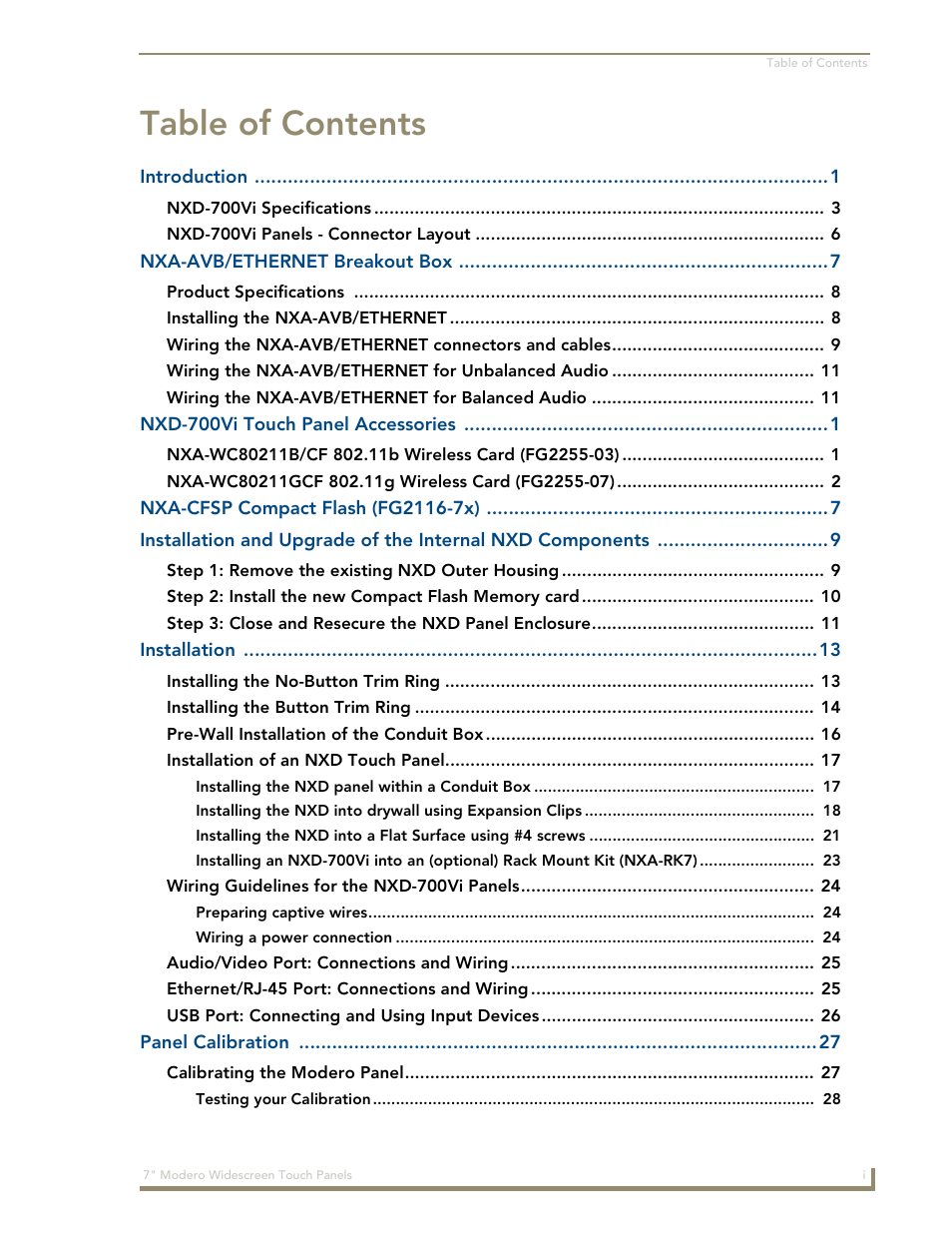 AMX Modero NXD-700Vi User Manual | Page 5 / 234