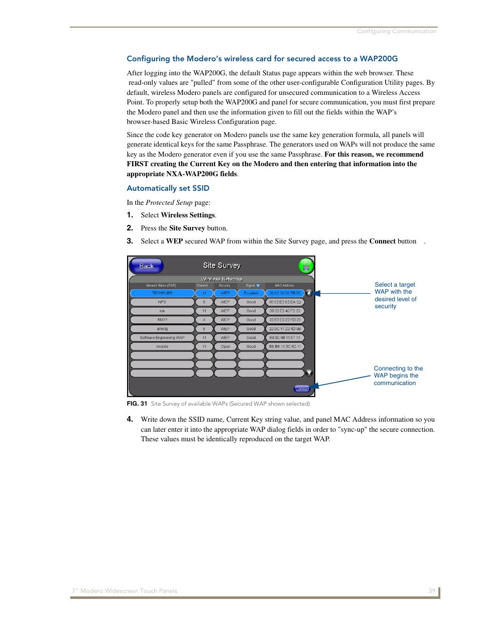 Automatically set ssid | AMX Modero NXD-700Vi User Manual | Page 61 / 234