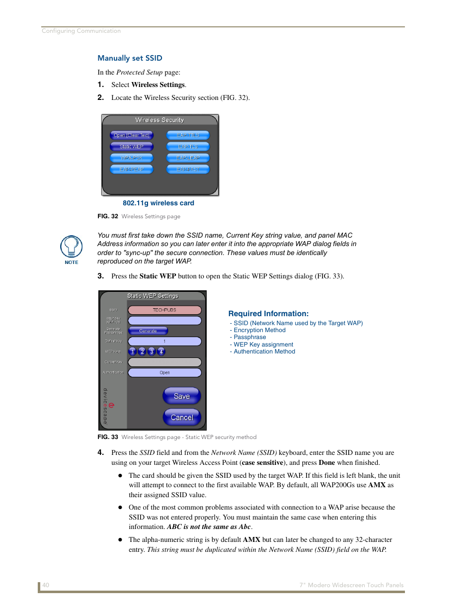 Manually set ssid | AMX Modero NXD-700Vi User Manual | Page 62 / 234