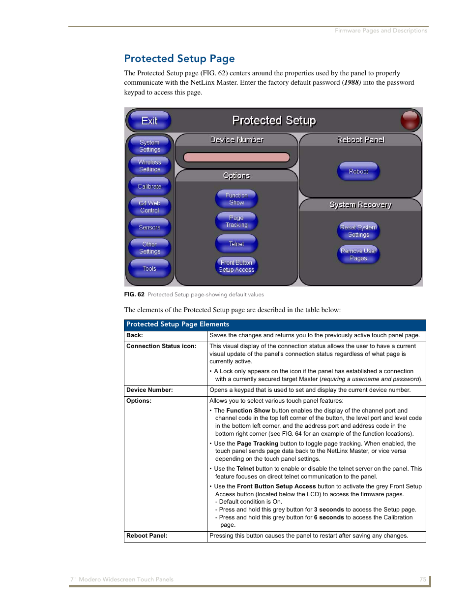 Protected setup page | AMX Modero NXD-700Vi User Manual | Page 97 / 234