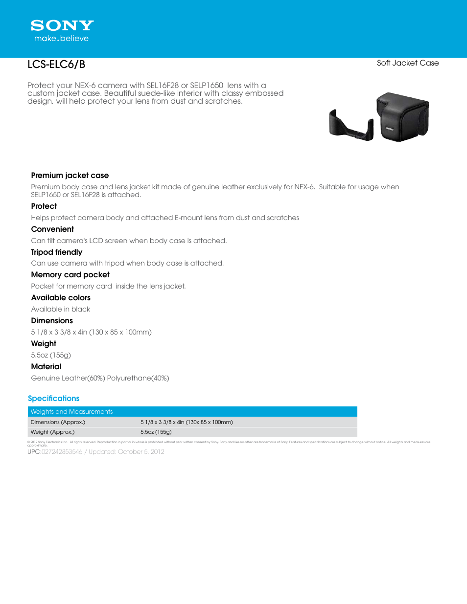 Sony LCS-ELC6 User Manual | 2 pages