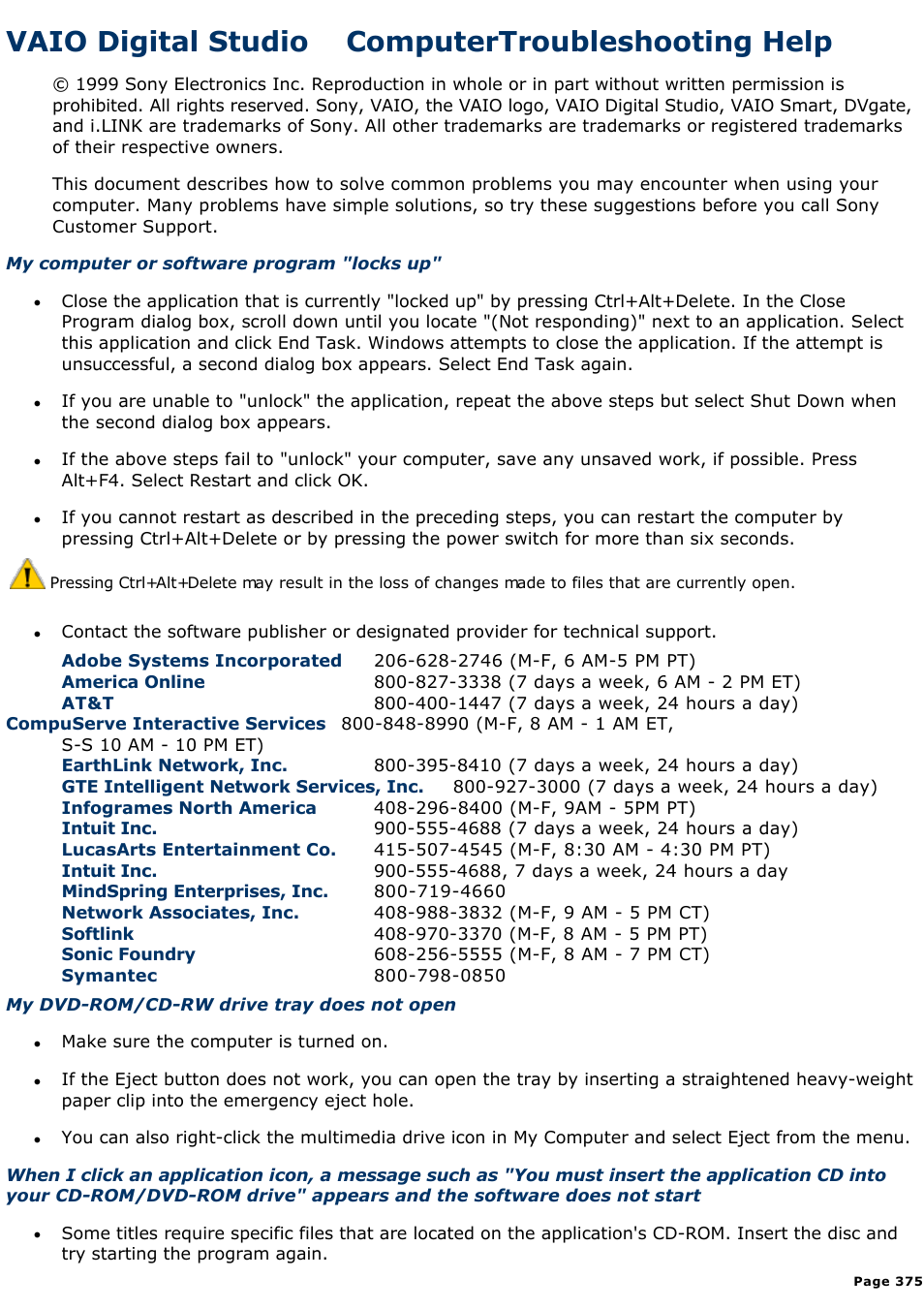 Vaio digital studio™ computertroubleshooting help, Vaio digital studio computertroubleshooting help | Sony PCV-R539DS User Manual | Page 375 / 586