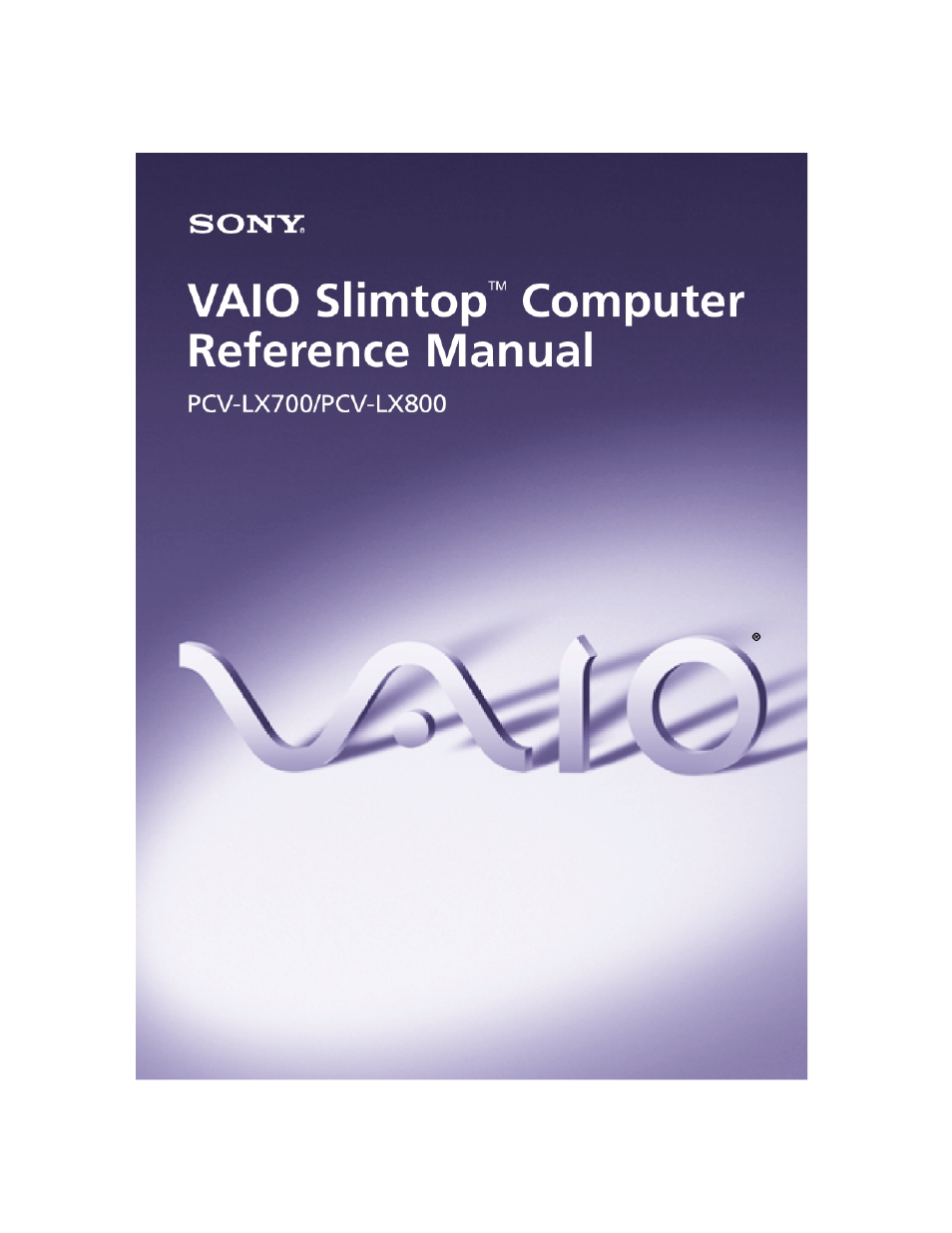 Sony PCV-LX800 User Manual | 110 pages