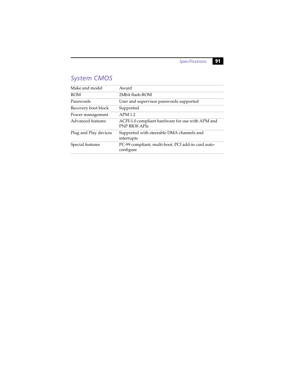 System cmos | Sony PCV-LX800 User Manual | Page 105 / 110