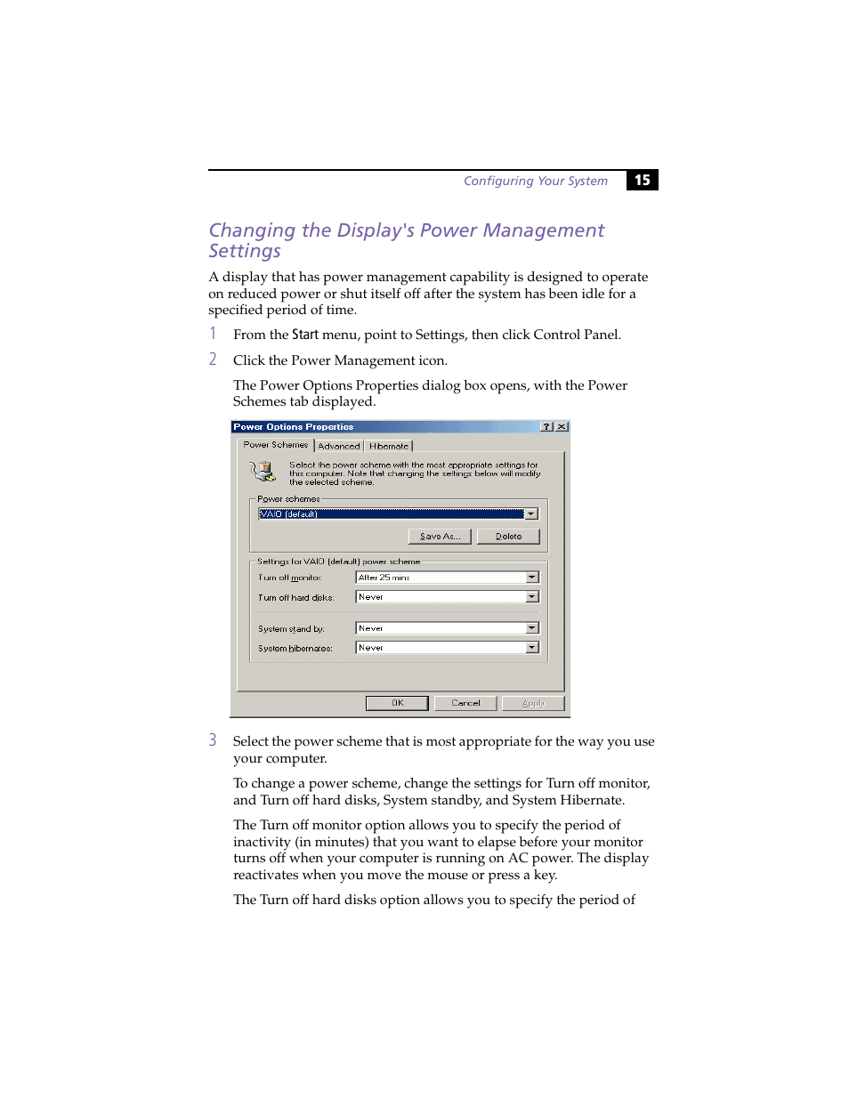 Changing the display's power management settings | Sony PCV-LX800 User Manual | Page 29 / 110