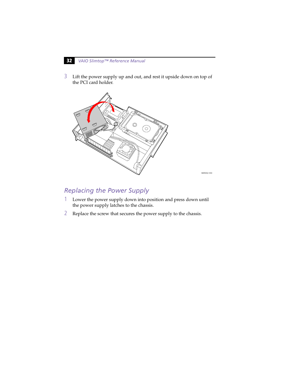 Replacing the power supply | Sony PCV-LX800 User Manual | Page 46 / 110