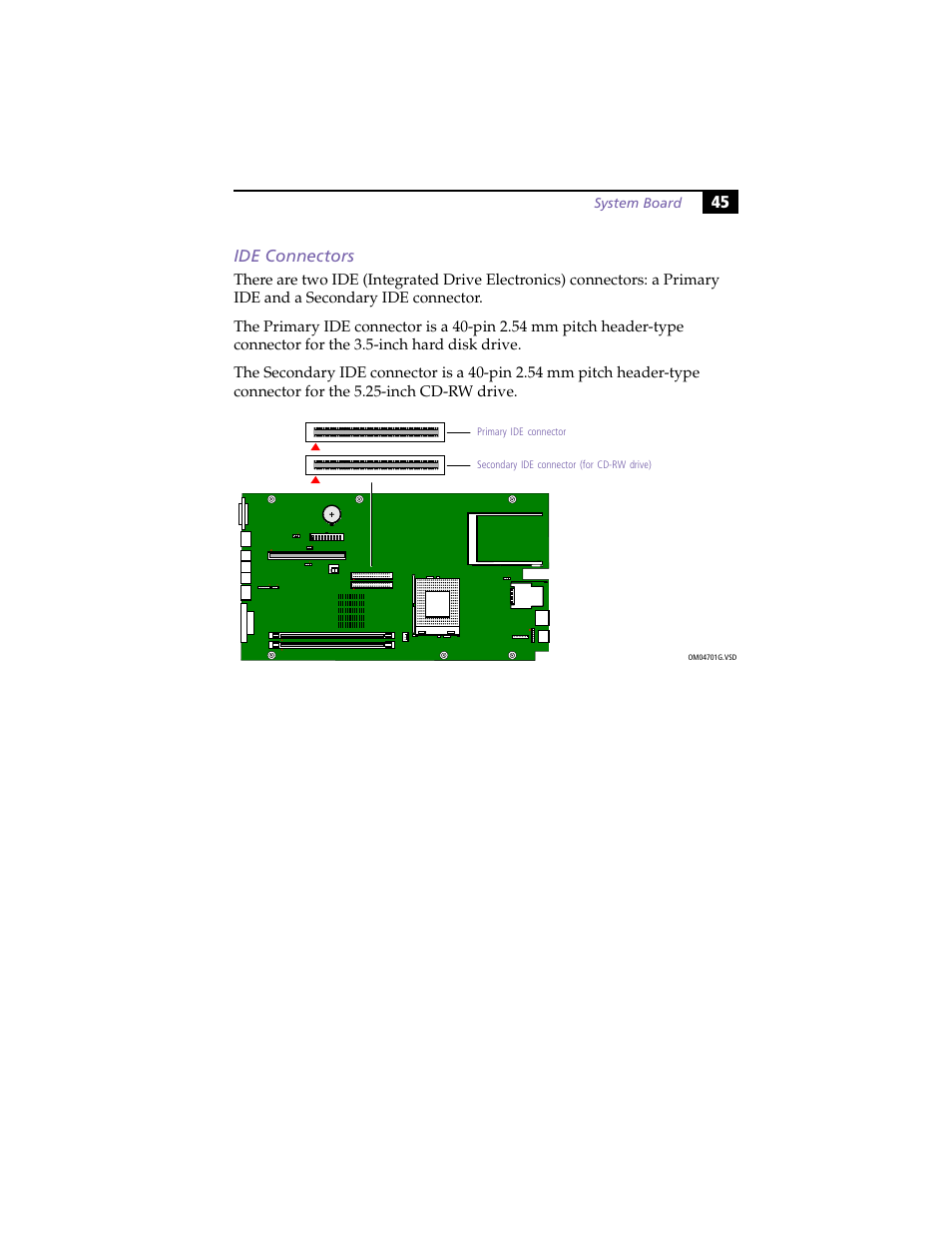 Ide connectors, 45 ide connectors | Sony PCV-LX800 User Manual | Page 59 / 110