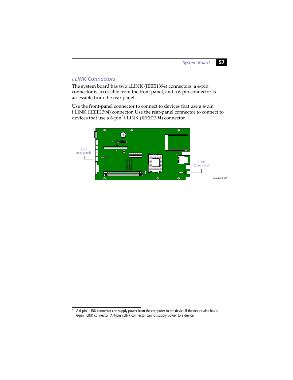 I.link connectors, 57 i.link connectors, I.link (ieee1394) connector | Sony PCV-LX800 User Manual | Page 71 / 110