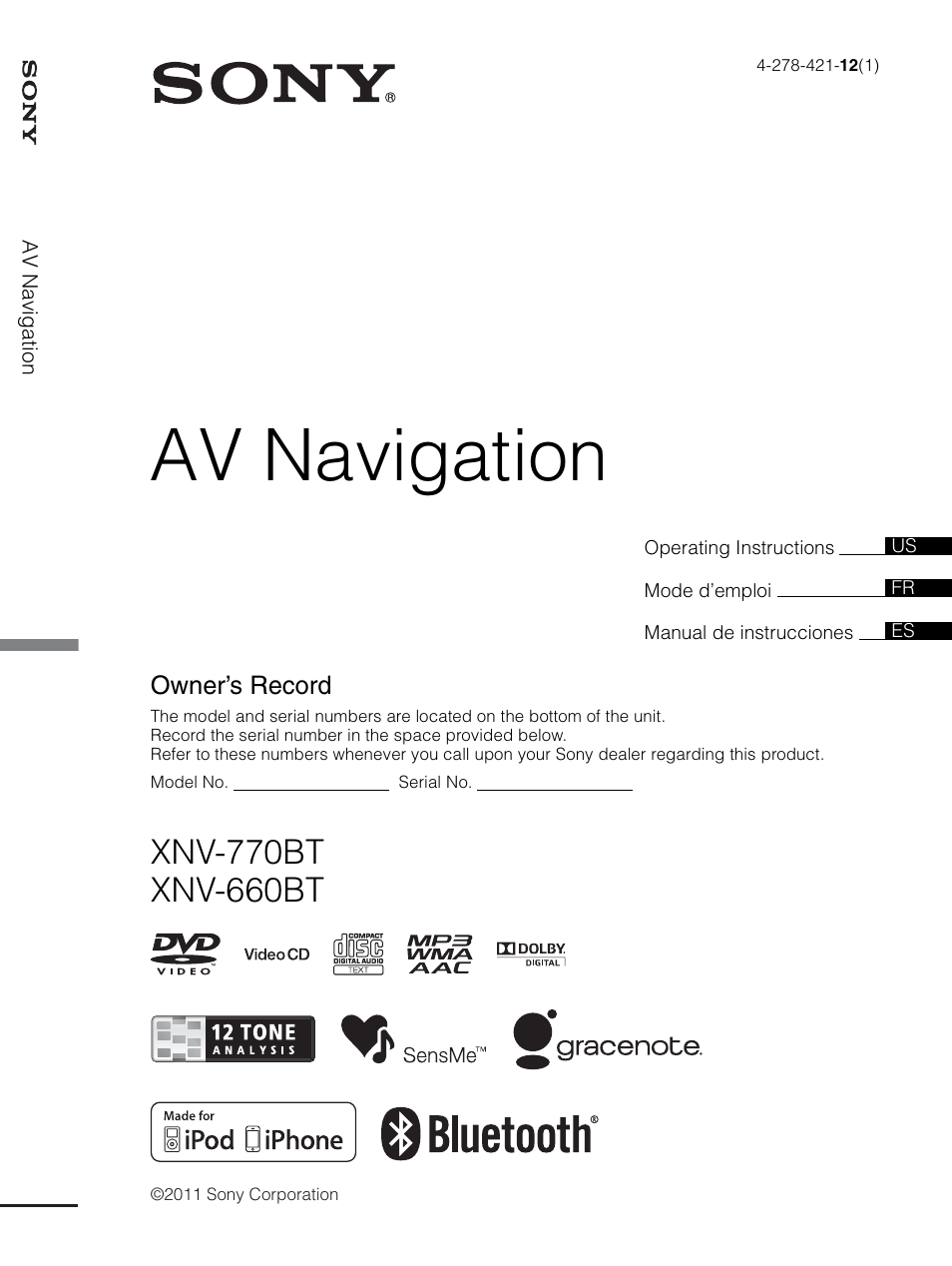 Sony XNV-770BT User Manual | 240 pages