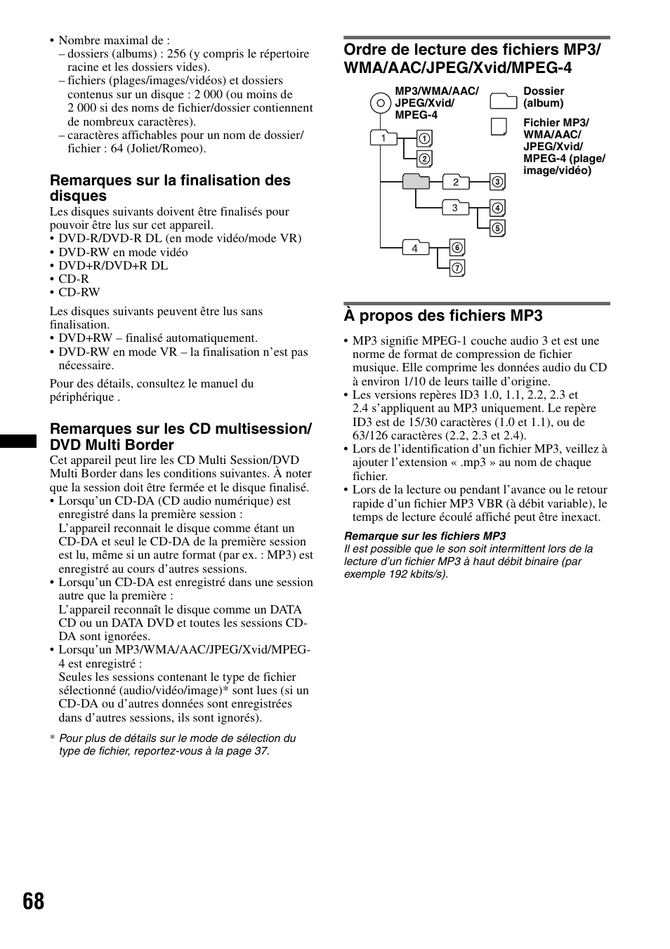 À propos des fichiers mp3 | Sony XNV-770BT User Manual | Page 144 / 240