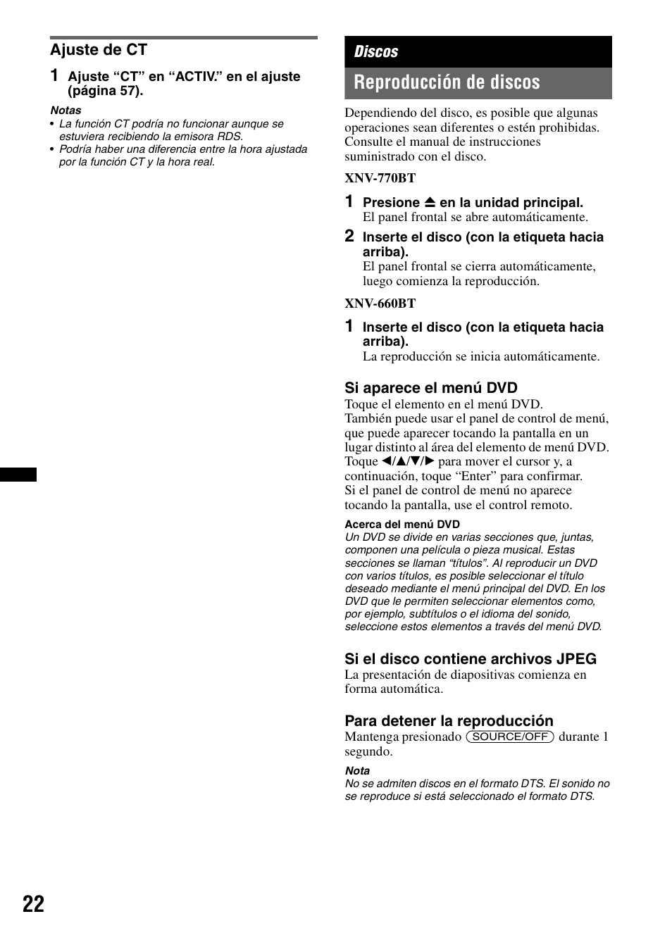 Ajuste de ct, Discos, Reproducción de discos | Sony XNV-770BT User Manual | Page 178 / 240