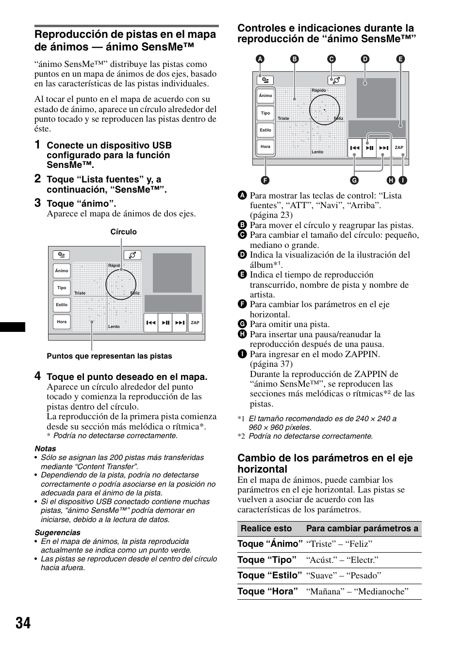 Cambio de los parámetros en el eje horizontal | Sony XNV-770BT User Manual | Page 190 / 240