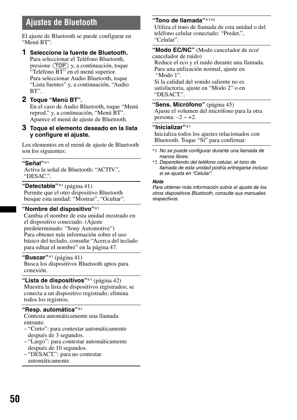 Ajustes de bluetooth | Sony XNV-770BT User Manual | Page 206 / 240