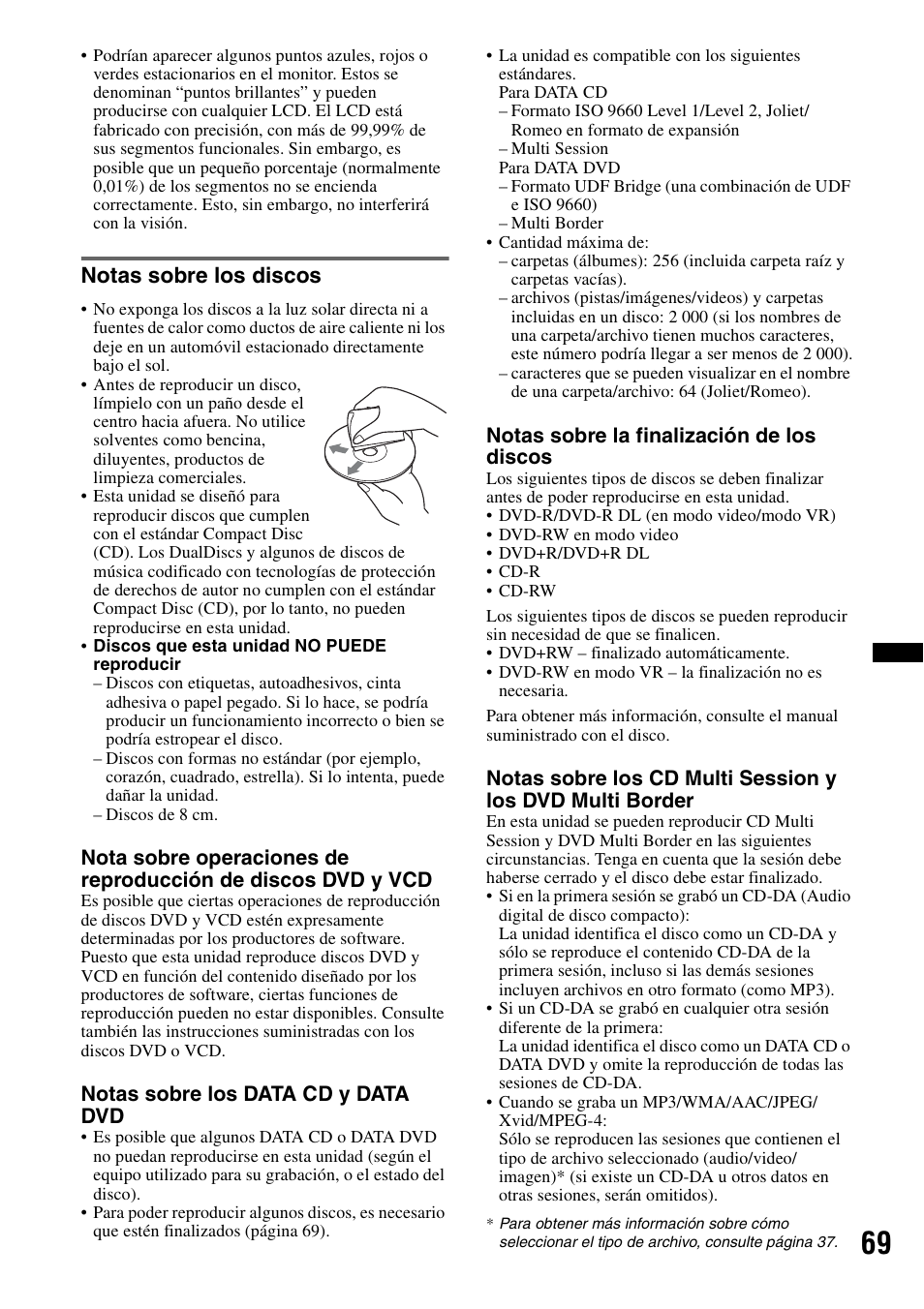 Notas sobre los discos | Sony XNV-770BT User Manual | Page 225 / 240