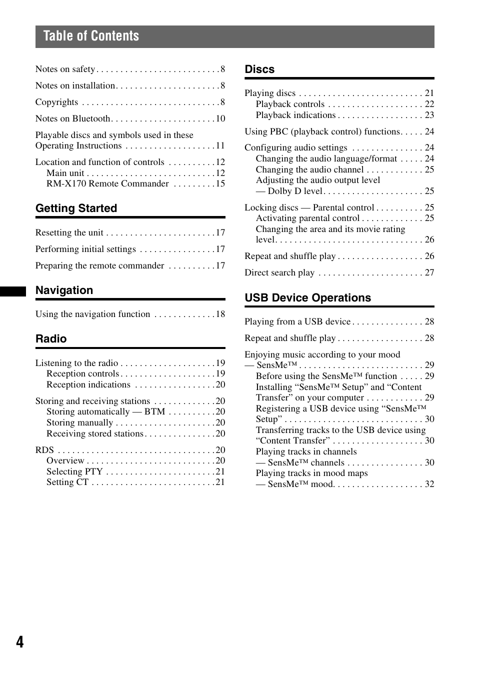 Sony XNV-770BT User Manual | Page 4 / 240