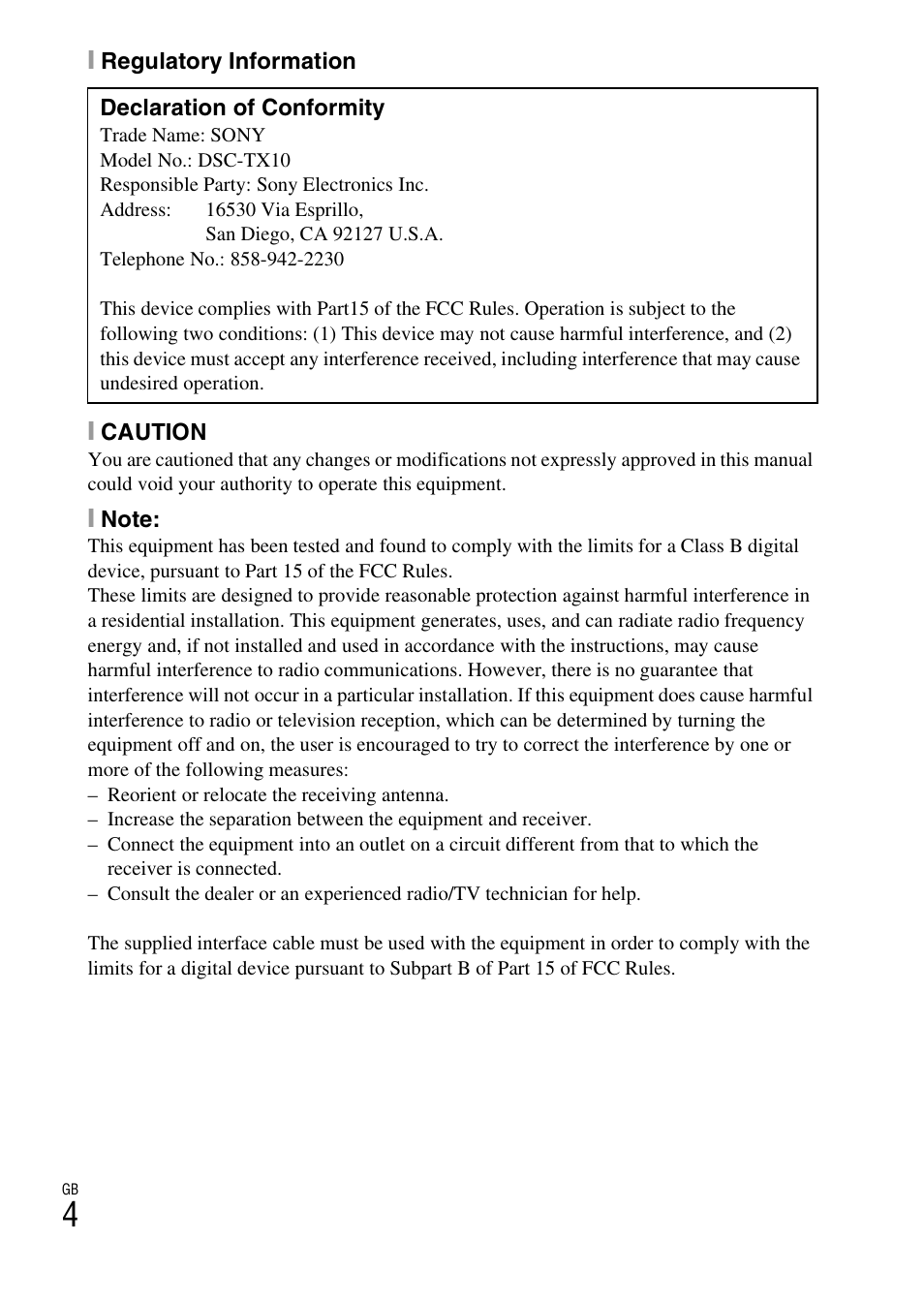 Sony DSC-TX10 User Manual | Page 4 / 64