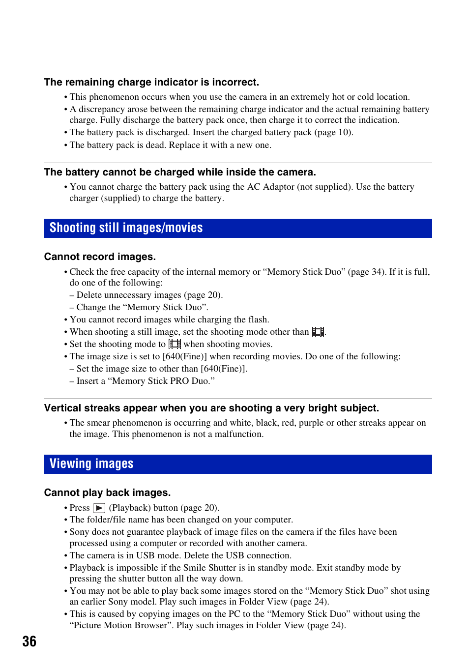 Shooting still images/movies, Viewing images, Shooting still images/movies viewing images | Sony DSC-T300 User Manual | Page 36 / 76