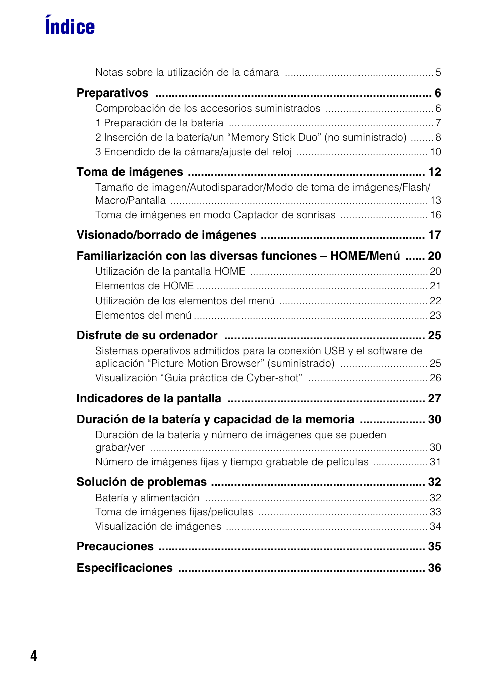 Índice | Sony DSC-T300 User Manual | Page 42 / 76
