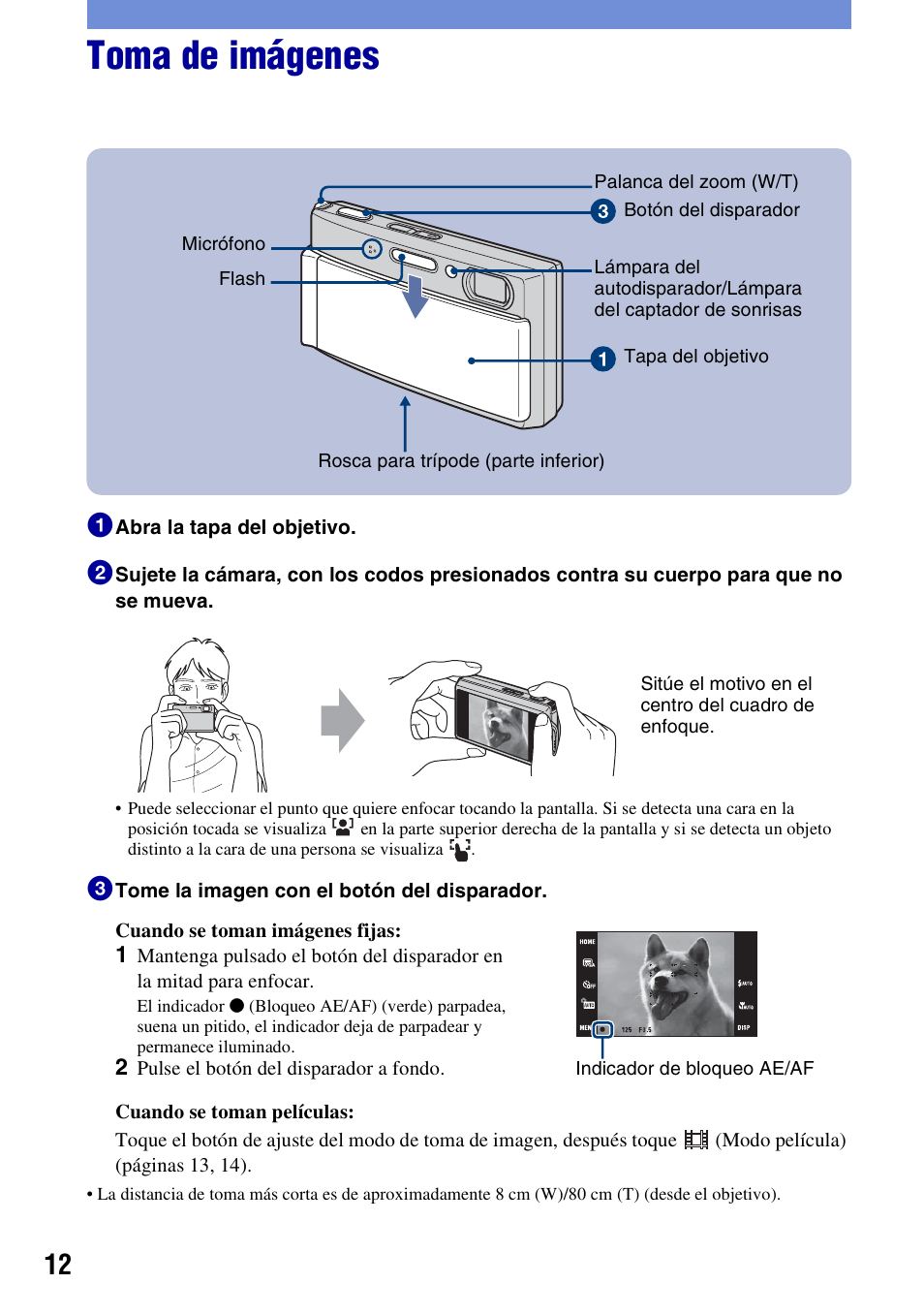 Toma de imágenes | Sony DSC-T300 User Manual | Page 50 / 76