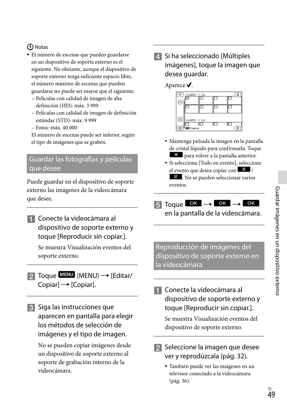 Guardar las fotografías y películas que desee | Sony NEX-VG900 User Manual | Page 125 / 151