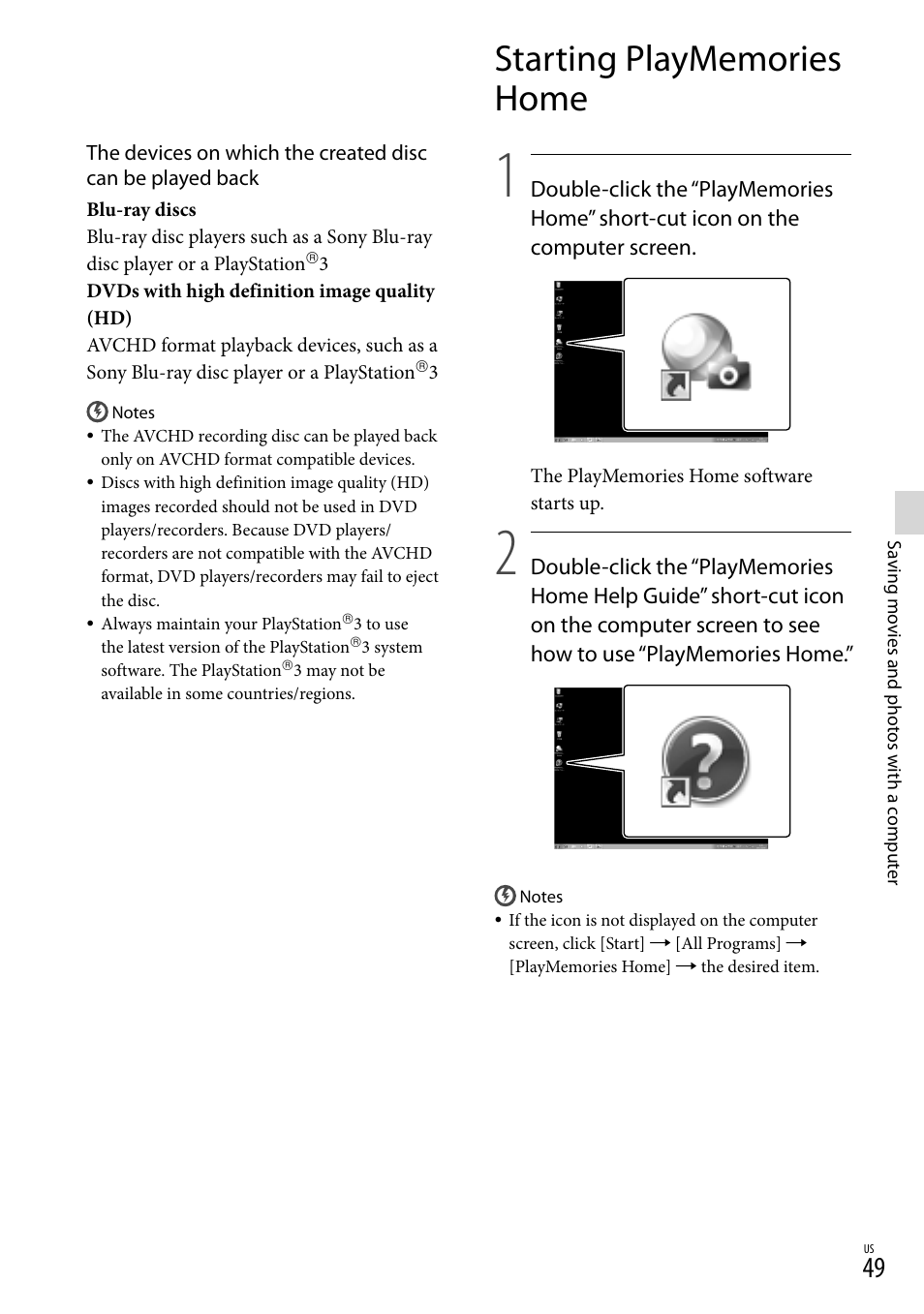 Starting playmemories home | Sony NEX-VG900 User Manual | Page 49 / 151