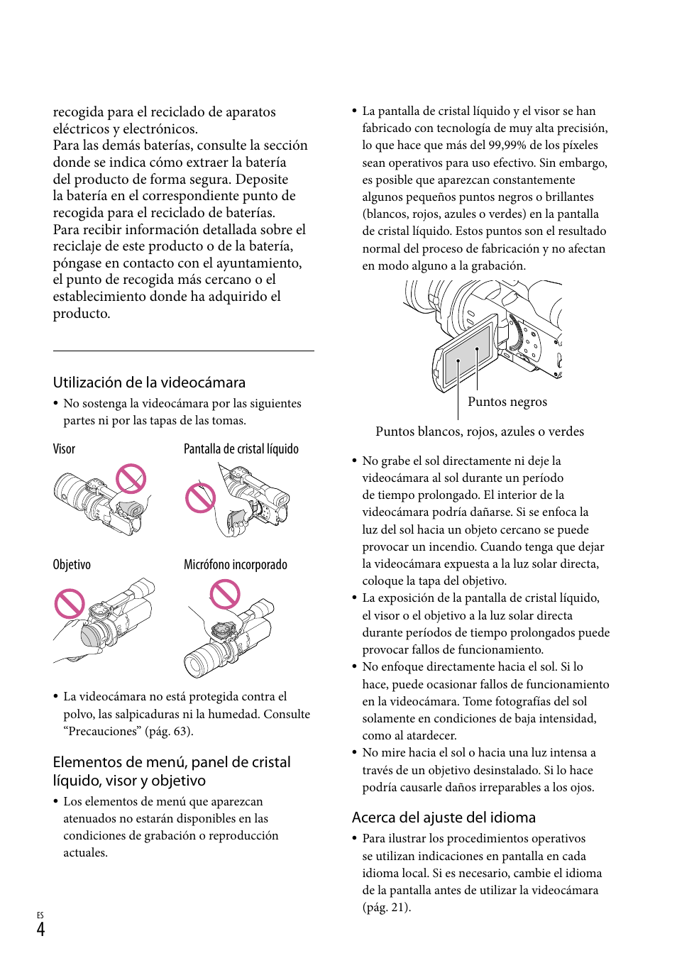 Utilización de la videocámara, Acerca del ajuste del idioma | Sony NEX-VG900 User Manual | Page 80 / 151