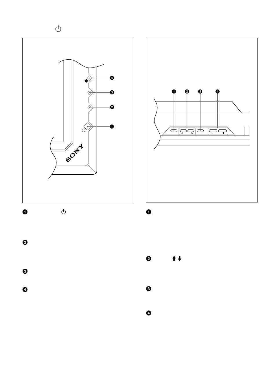 Section du commutateur / indicateur (veille), Section de la touche de contrôle (haut) | Sony PFM-32C1 User Manual | Page 108 / 348