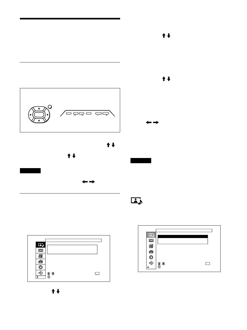 Utilisation des menus d’affichage, Exploitation des menus, Guide de menu | Menu commande image/son, Touches d’exploitation des menus, Configuration des menus | Sony PFM-32C1 User Manual | Page 116 / 348