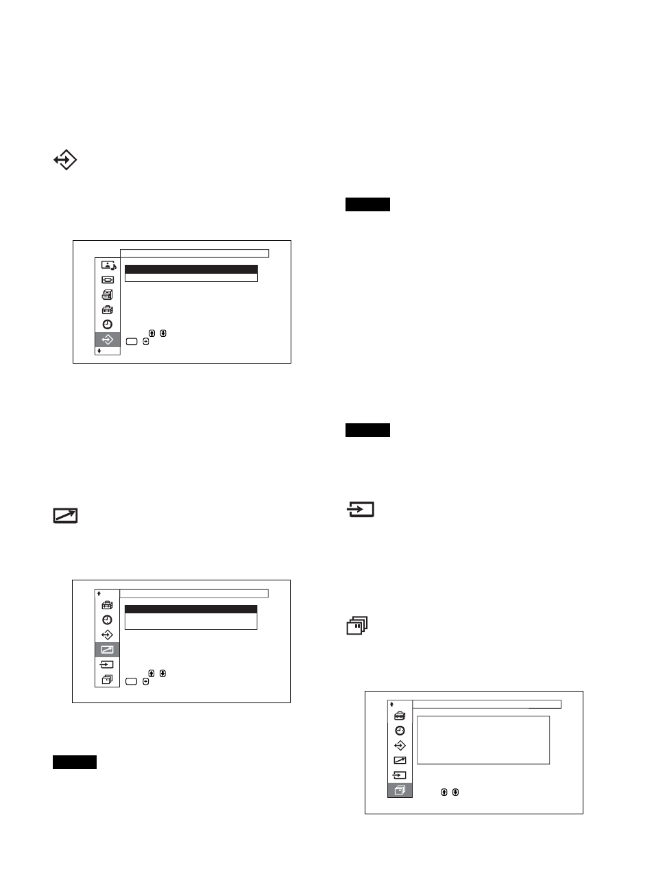 Menü benutzerspeicher, Menü fernbedienung, Menü “eingangswahl | Menü gerätestatus, Dieses menü dient zum wechseln des eingangssignals | Sony PFM-32C1 User Manual | Page 170 / 348