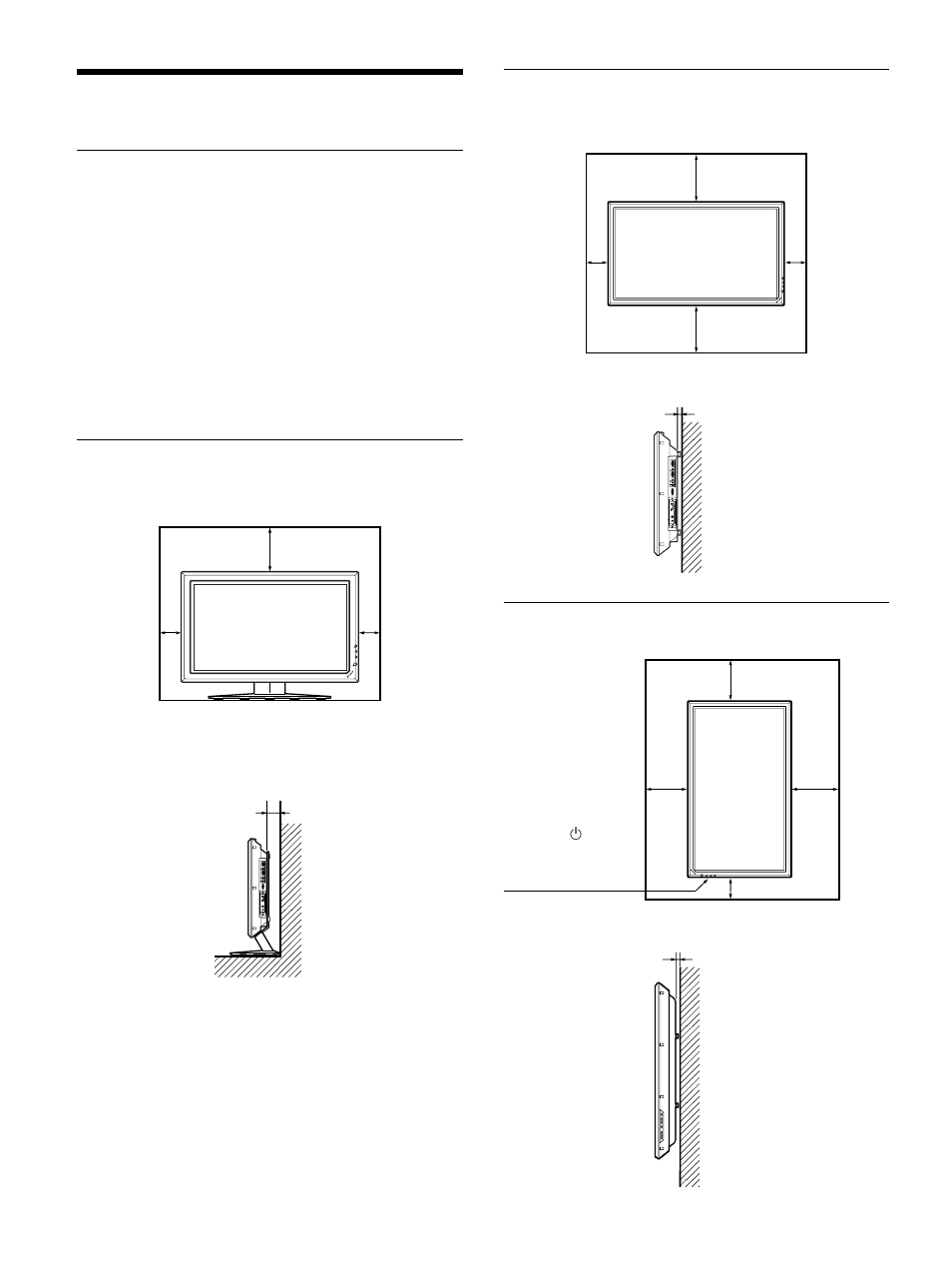 Precaución, Al utilizar el soporte (no suministrado), Al montar la pantalla en horizontal | Al montar la pantalla en vertical, Frontal, Lateral | Sony PFM-32C1 User Manual | Page 210 / 348