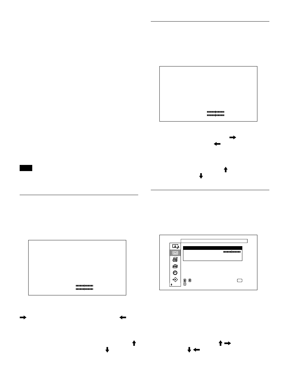 Menú tamaño de la pantalla, Menú desplazamiento pantalla, Menú ajuste píxel | Sony PFM-32C1 User Manual | Page 217 / 348