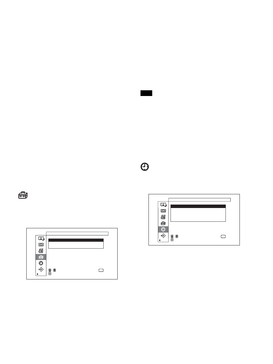 Menú ajuste inicial, Menú temporizador/reloj | Sony PFM-32C1 User Manual | Page 219 / 348