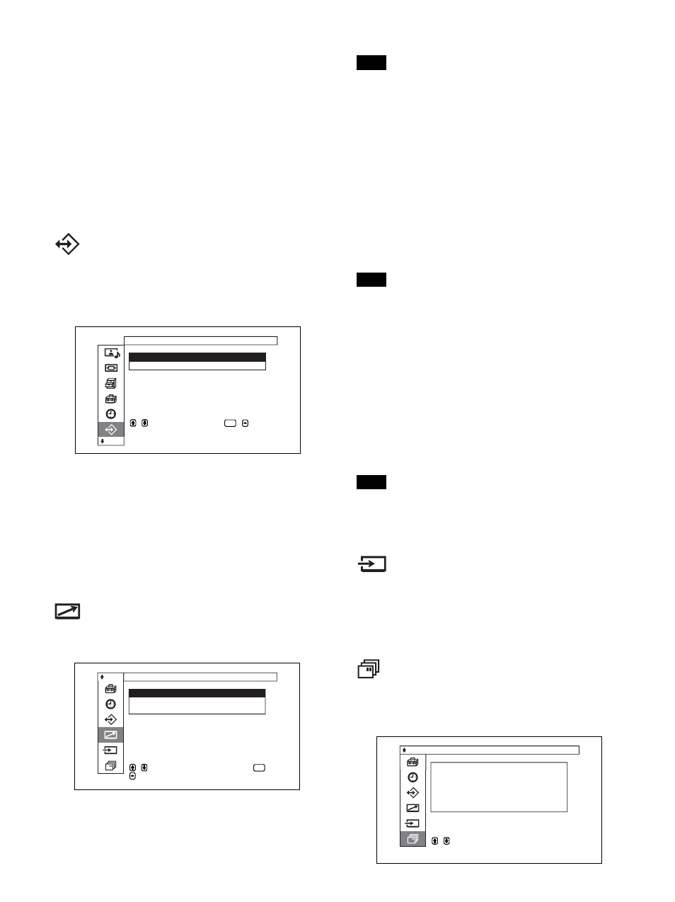 Menú control remoto, Menú selec. entrada, Menú estado unidad | Sony PFM-32C1 User Manual | Page 220 / 348