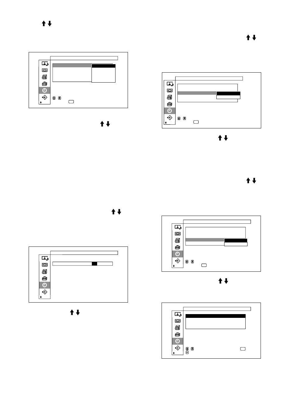 Ajuste de la hora, Visualización de la hora, Función temporizador act/des | Pulse enter. los segundos se restablecen a 00 | Sony PFM-32C1 User Manual | Page 241 / 348