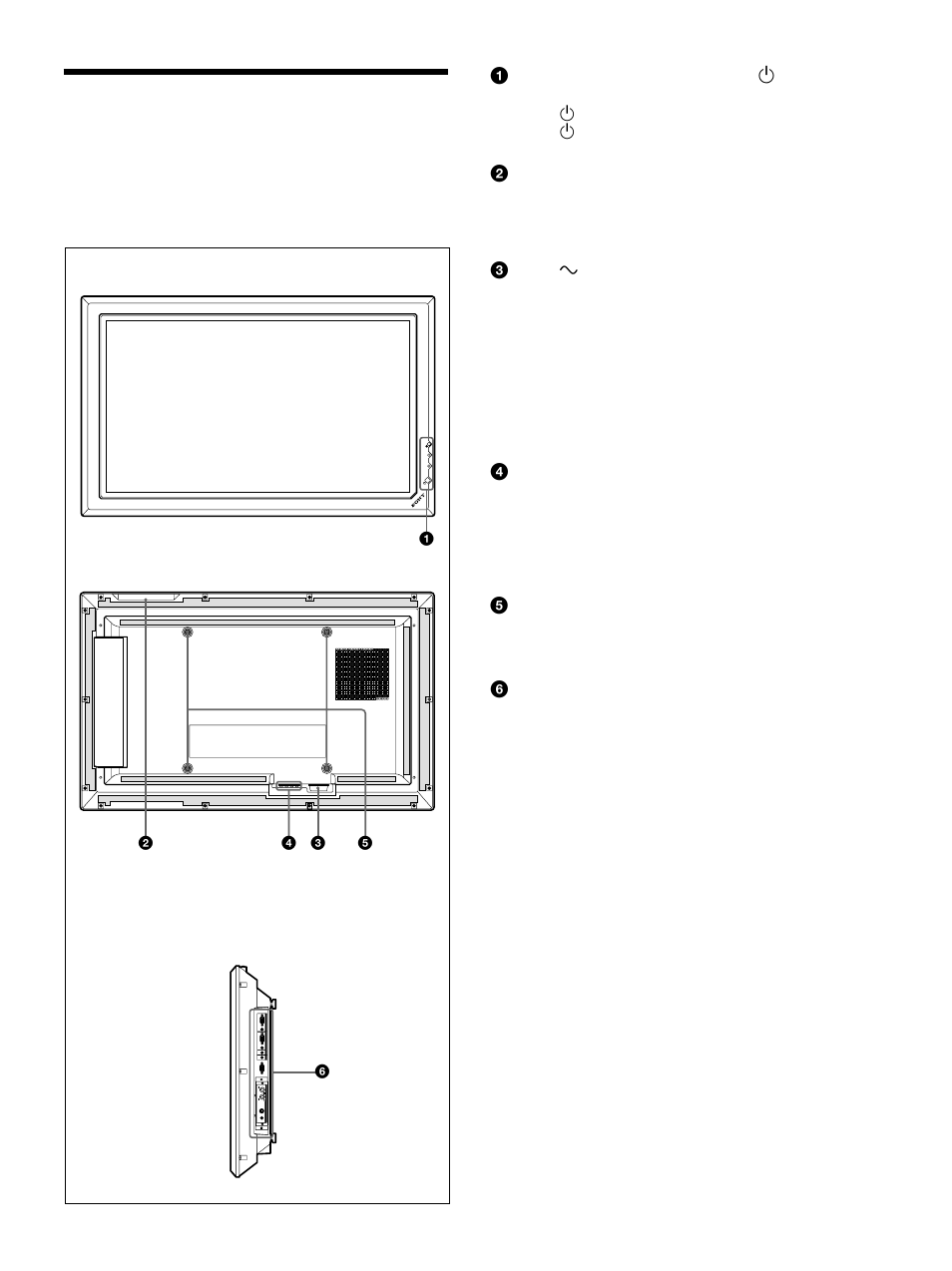 Posizione e funzione dei comandi e delle parti, Parte anteriore / parte posteriore / lato destro | Sony PFM-32C1 User Manual | Page 253 / 348