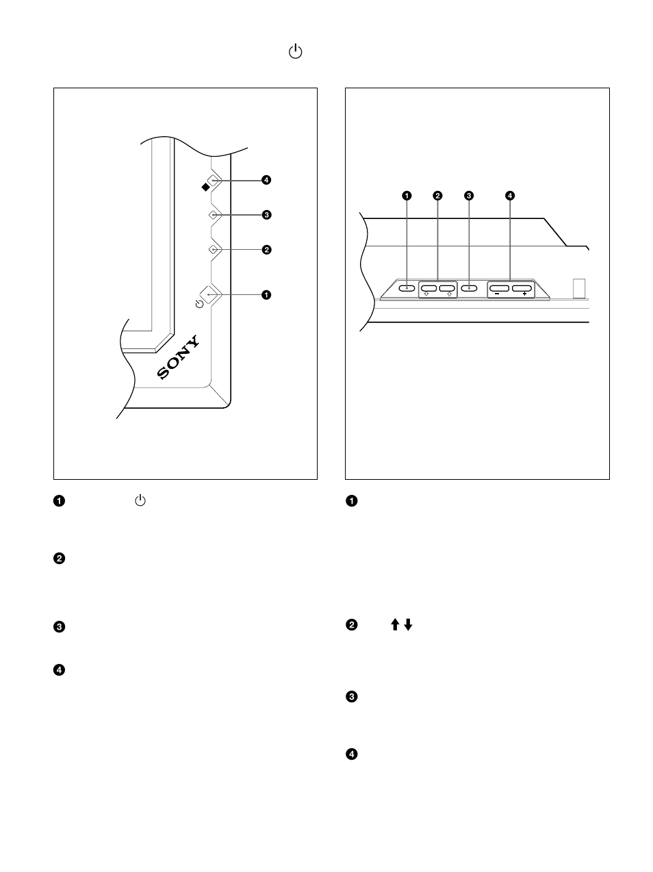 Sezione interruttore / indicatore (attesa), Sezione tasti di controllo (parte superiore), Sezione interruttore / indicatore 1 (attesa) | Sony PFM-32C1 User Manual | Page 254 / 348