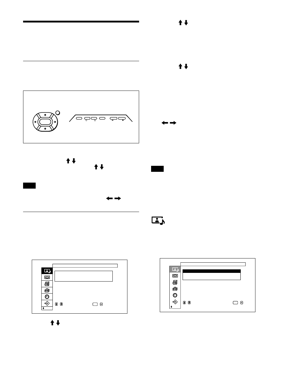 Utilizzo dei menu a schermo, Funzionamento tramite i menu, Guida dei menu | Menu controllo immagine/ audio, Tasti di funzionamento dei menu, Configurazione del menu | Sony PFM-32C1 User Manual | Page 262 / 348