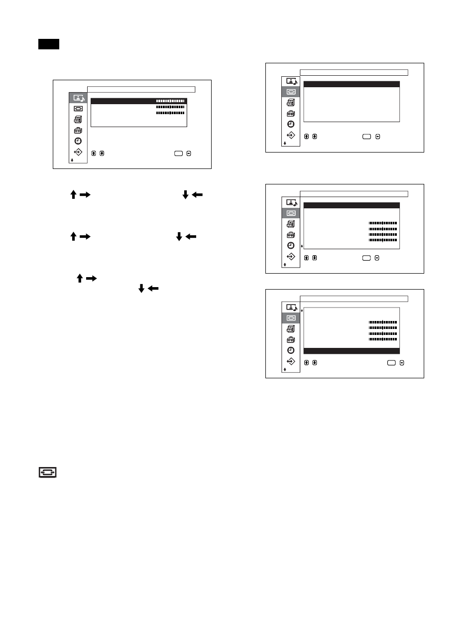 Menu comando schermo, Se il tasto menu è impostato su “return | Sony PFM-32C1 User Manual | Page 264 / 348