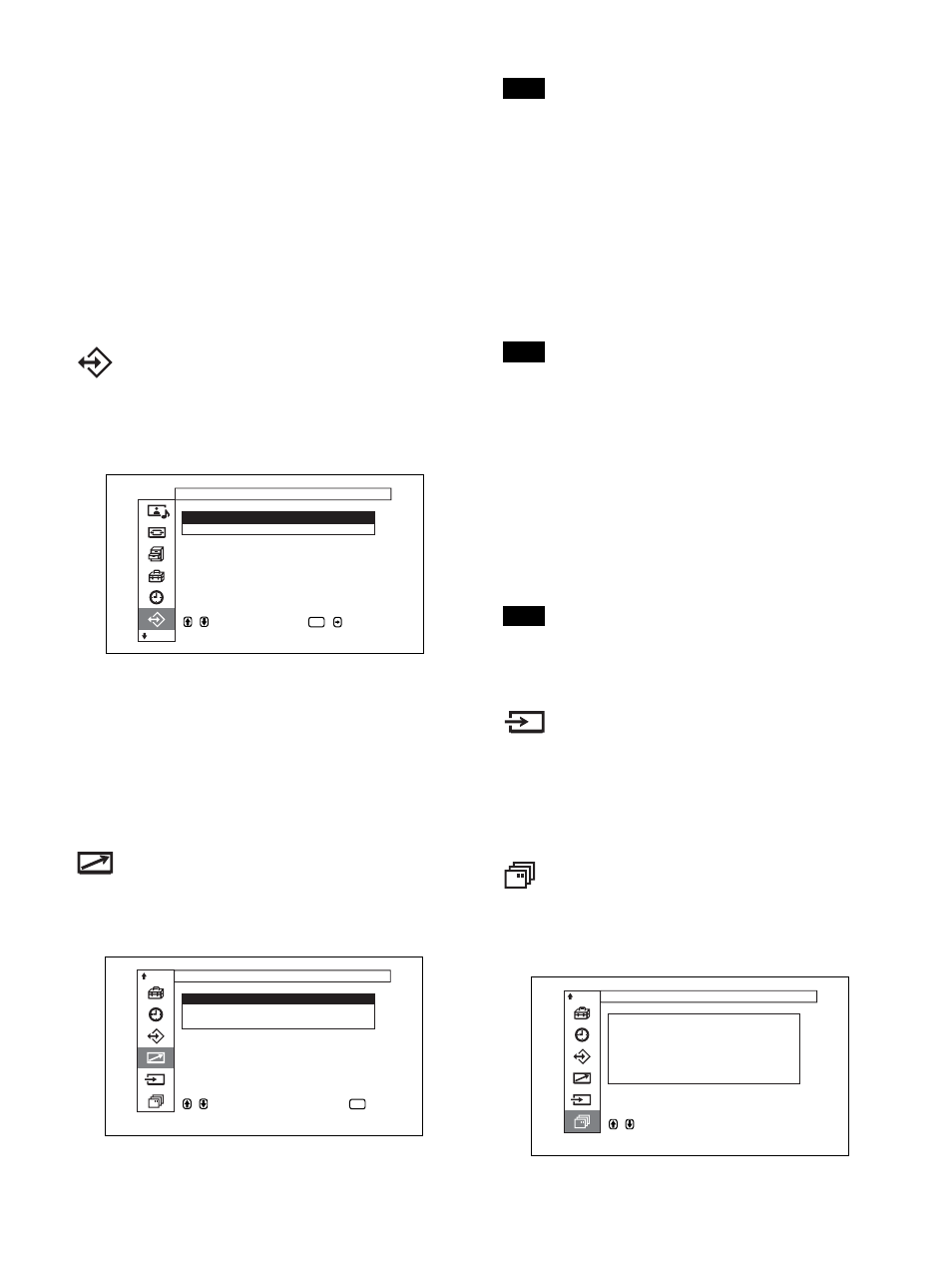 Menu telecomando, Menu selezione ingresso, Menu stato apparecchio | Nome modello indica il nome del modello | Sony PFM-32C1 User Manual | Page 268 / 348